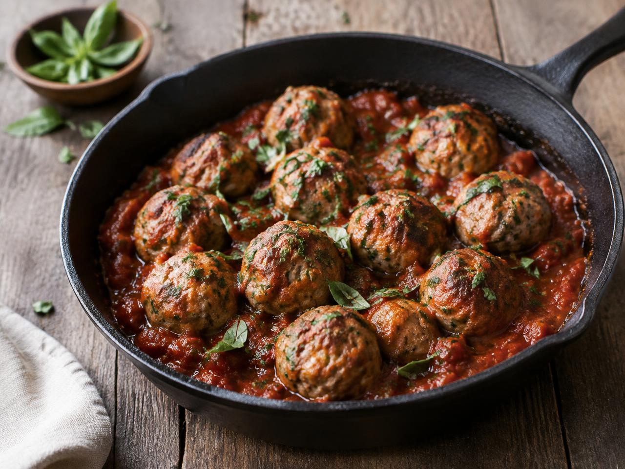 Chicken Meatballs in Tomato Basil