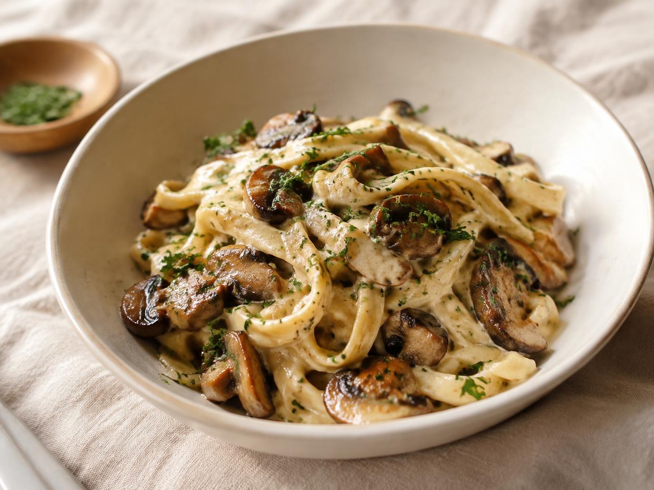 Creamy Cashew Mushroom Pasta