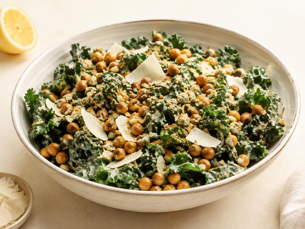 Crispy Chickpea Kale Caesar