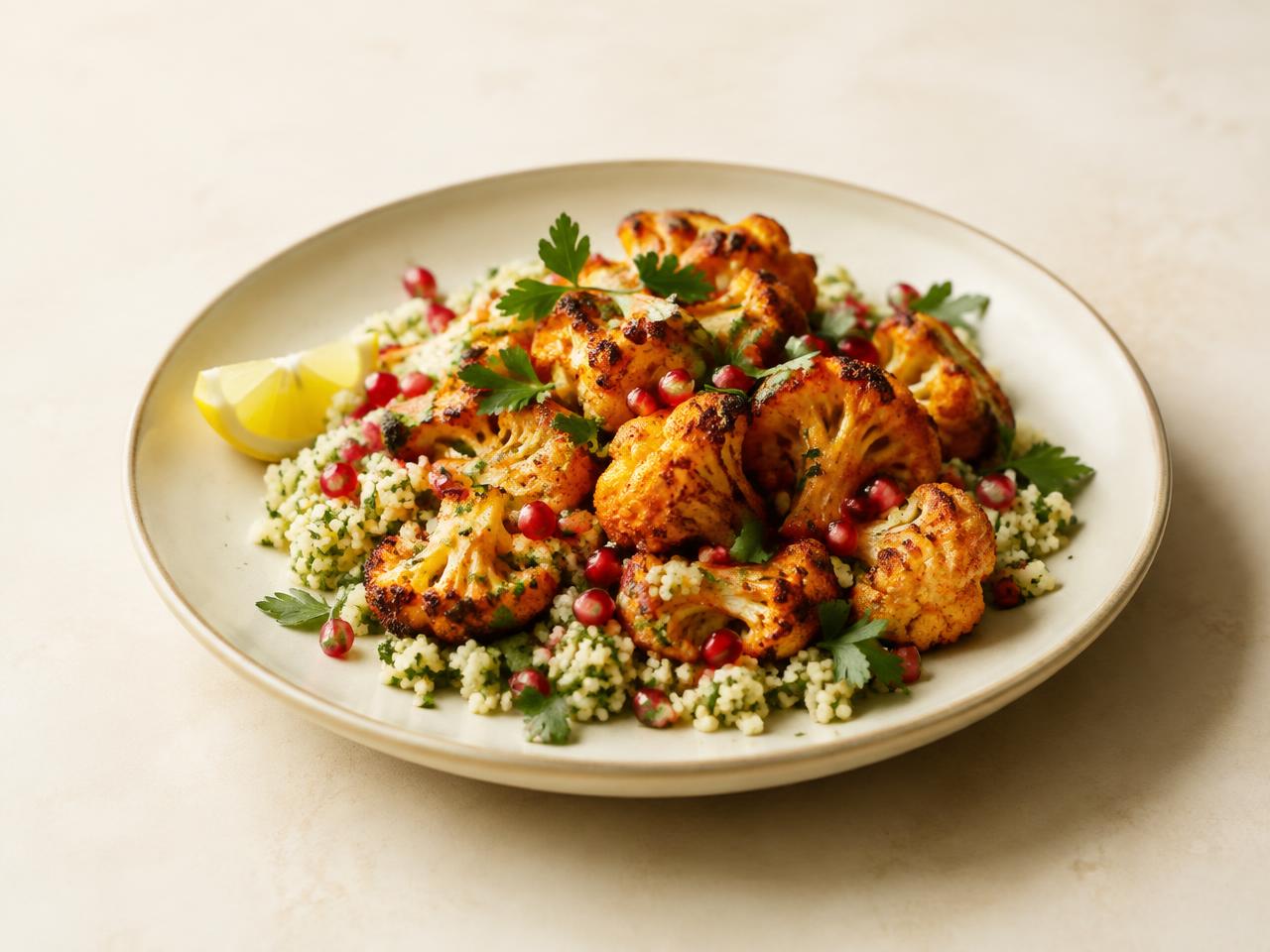 Harissa Cauliflower with Herb Couscous