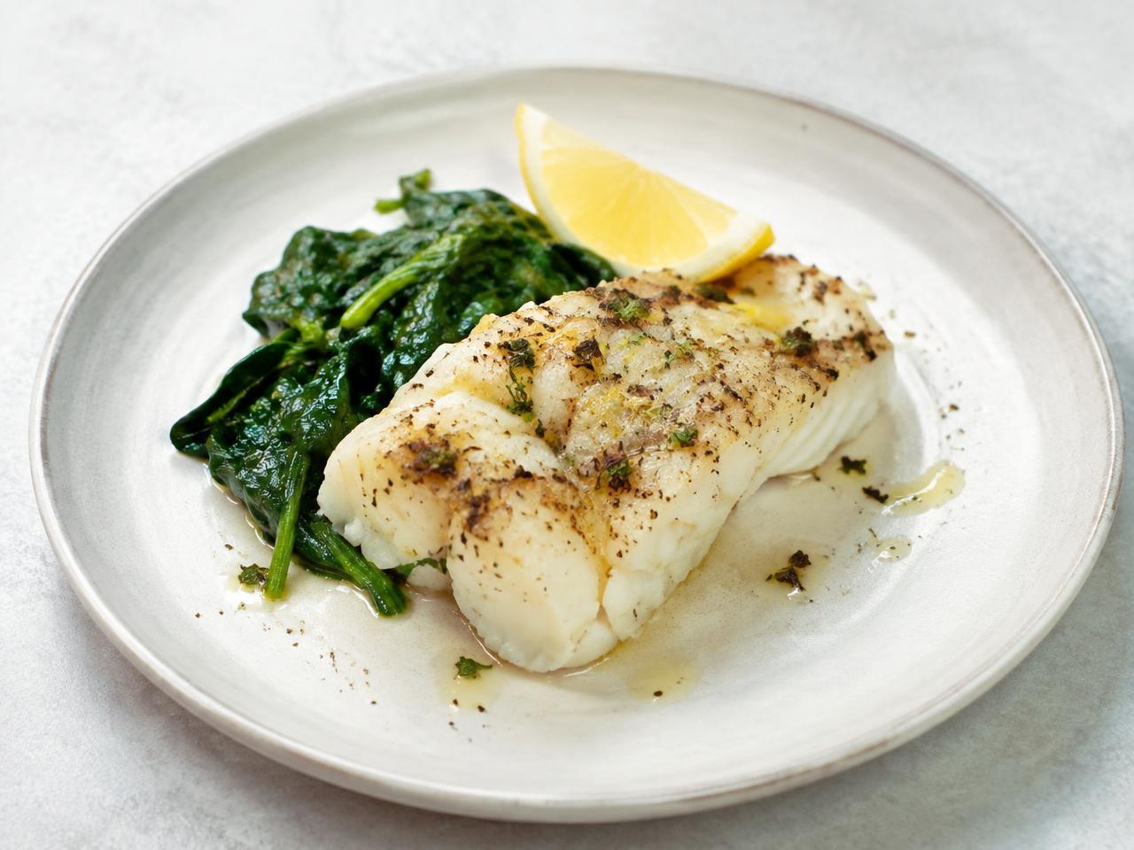 White Fish with Greens & Lemon