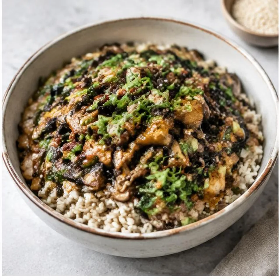 Miso Mushroom Brown Rice Bowl