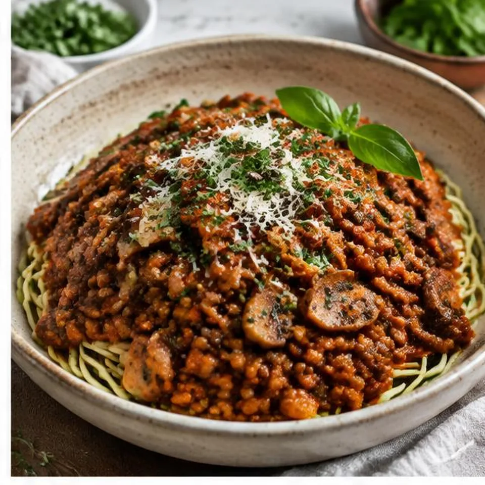 Mushroom Lentil Bolognese