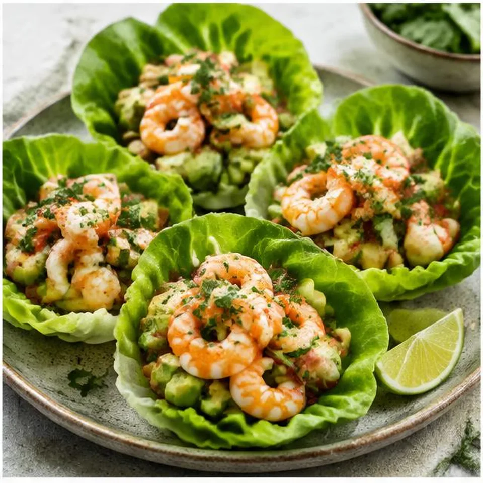 Prawn Avocado Lettuce Cups