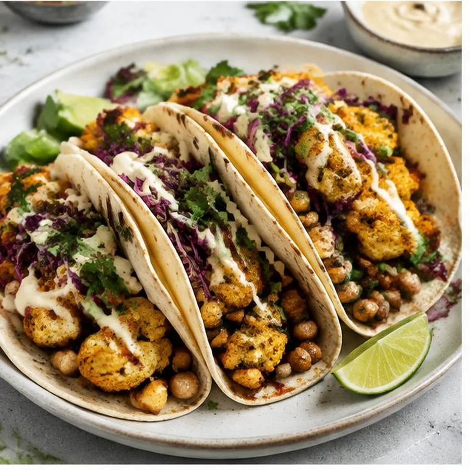 Roasted Cauliflower Chickpea Tacos