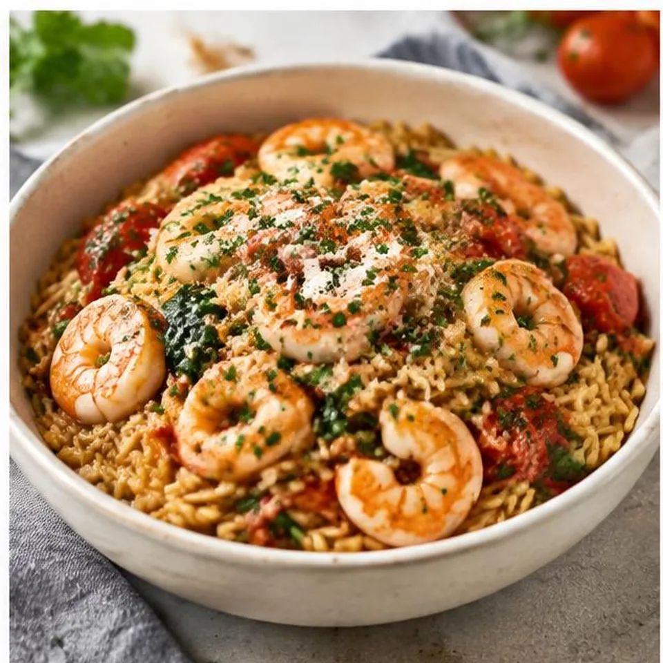 Shrimp Tomato Whole Wheat Orzo
