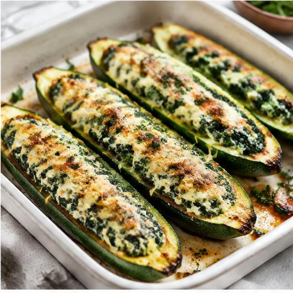 Spinach Ricotta Stuffed Courgettes