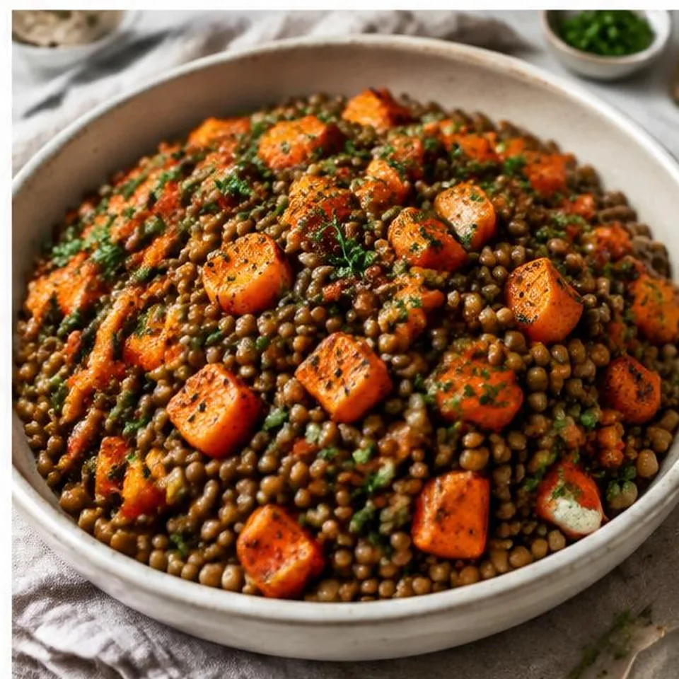 Warm Lentil Roasted Carrot Salad