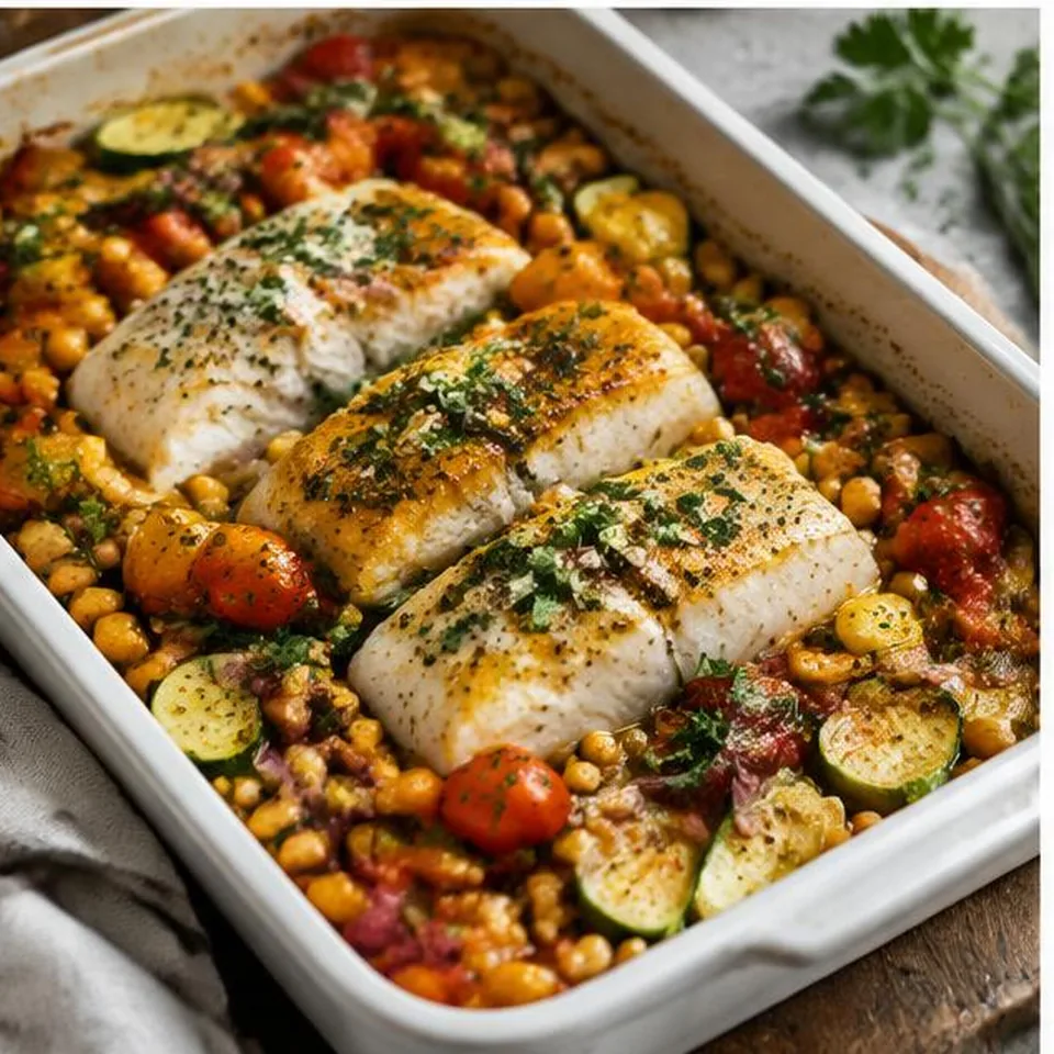 White Fish Chickpea Traybake